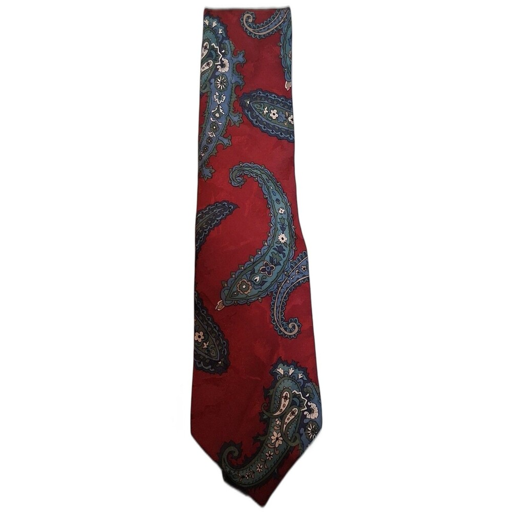 Stafford Men's 100%Silk Tie Paisley Extra Long 63” X 4"